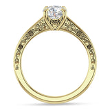 14K Gold IGI Certified Round 1 Carat Lab Grown Diamond Flower Leaf Solitaire Ring