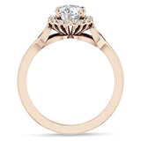 14K Gold IGI Certified Round 1 Carat Lab Grown Diamond Ar Deco Heart Halo Ring