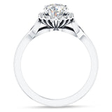 18K Gold IGI Certified Round 3 Carat Lab Grown Diamond Ar Deco Heart Halo Ring