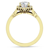 10K Gold IGI Certified Round 2 Carat Lab Grown Diamond Art Deco Heart Halo Ring