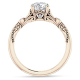 10K Gold IGI Certified Round 2 Carat Lab Grown Diamond Art Deco Split Shank Beaded Ring