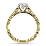18K Gold IGI Certified Round 1 Carat Lab Grown Diamond Art Deco Split Shank Solitaire Ring