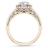 18K Gold IGI Certified Round 3 Carat Lab Grown Diamond Art Deco Halo Filigree Ring