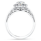 IGI Certified Round 2 Carat Lab Grown Diamond Art Deco Halo Filigree Ring