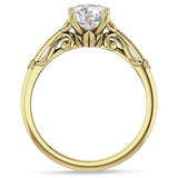 10K Gold IGI Certified Round 3 Carat Lab Grown Diamond Art Deco Beaded Filigree Solitaire Ring
