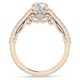 14K Gold IGI Certified Round 2 Carat Lab Grown Diamond Art Deco Cluster Filigree Ring