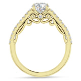 10K Gold IGI Certified Round 2 Carat Lab Grown Diamond Art Deco Cluster Filigree Ring