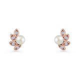 Pearl Leaf Stud Earrings