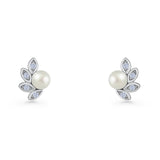 Pearl Leaf Stud Earrings