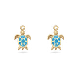 Art Deco 15.5mm Lab Created Blue Opal Dangle Turtle Fishhook Earring 925 Sterling Silver