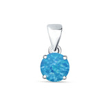 Lab Created Blue Opal Round Pendant 925 Sterling Silver