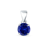 Blue Sapphire CZ Round Pendant 925 Sterling Silver