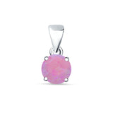 Lab Created Pink Opal Round Pendant 925 Sterling Silver