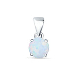 Lab Created White Opal Round Pendant 925 Sterling Silver