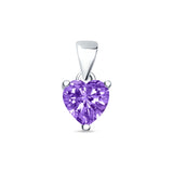 Amethyst CZ Heart Pendant 925 Sterling Silver