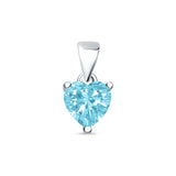 Aquamarine CZ Heart Pendant 925 Sterling Silver