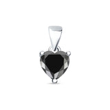 Black CZ Heart Pendant 925 Sterling Silver