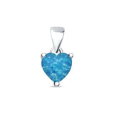 Lab Created Blue Opal Heart Pendant 925 Sterling Silver