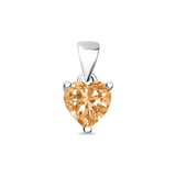Champagne CZ Heart Pendant 925 Sterling Silver