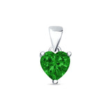 Green Emerald CZ Heart Pendant 925 Sterling Silver
