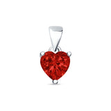 Garnet CZ Heart Pendant 925 Sterling Silver
