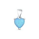 Lab Created Light Blue Opal Heart Pendant 925 Sterling Silver