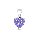 Lavender CZ Heart Pendant 925 Sterling Silver