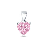 Pink CZ Heart Pendant 925 Sterling Silver