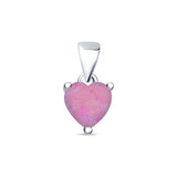 Lab Created Pink Opal Heart Pendant 925 Sterling Silver
