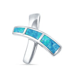 Lab Created Blue Opal Cross Pendant 925 Sterling Silver