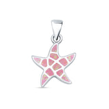 Lab Created Pink Opal Starfish Pendant 925 Sterling Silver