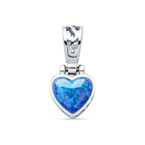 Lab Created Blue Opal Heart Pendant 925 Sterling Silver
