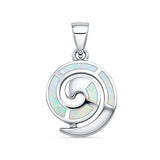 Lab Created White Opal Spiral Pendant 925 Sterling Silver