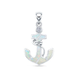 Opal & CZ Anchor Pendant