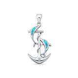 Dolphin Anchor CZ Pendant Necklace