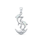 Dolphin Anchor CZ Pendant Necklace