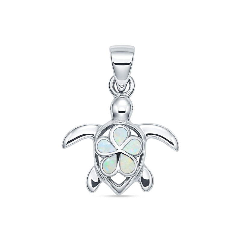 Sea Turtle & Plumeria Pendant Necklace