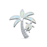 Palm Tree Sea Turtle Pendant Necklace