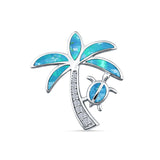 Palm Tree Sea Turtle Pendant Necklace
