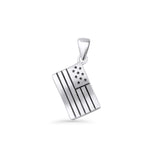 American Flag 17mm Charm Pendant Oxidized 925 Sterling Silver