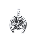  Horses & Horseshoe Pendant Necklace
