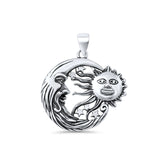 Moon & Sun Pendant Oxidized 925 Sterling Silver