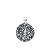 Tree Of Life & Star Pendant Oxidized 925 Sterling Silver