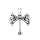  Double Headed Celtic Axe Pendant Necklace