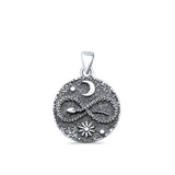  Sun, Moon & Snake Pendant Necklace
