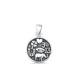 Lucky Symbols Pendant Oxidized 925 Sterling Silver