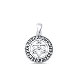 Star of David Runes Pendant Oxidized 925 Sterling Silver