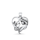 Mother & Child Pendant Oxidized 925 Sterling Silver