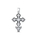 Cross Filigree Pendant Oxidized 925 Sterling Silver