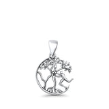 Tree & Man Pendant Oxidized 925 Sterling Silver